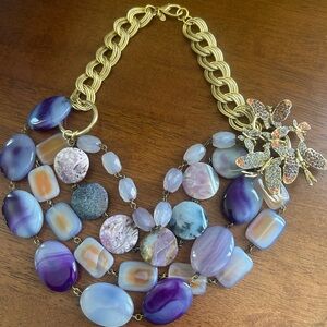 Multi-Strand Purple and Gold Statement Necklace